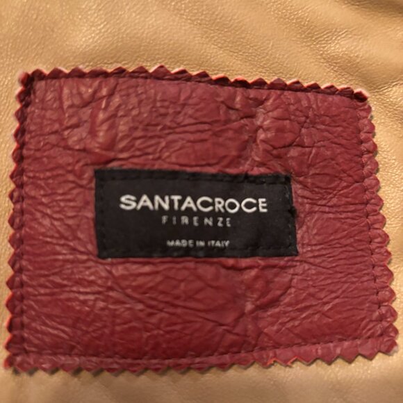 Santacroce Faded Red Italian Leather Shearling-Lined Jacket - Picture 4 of 11